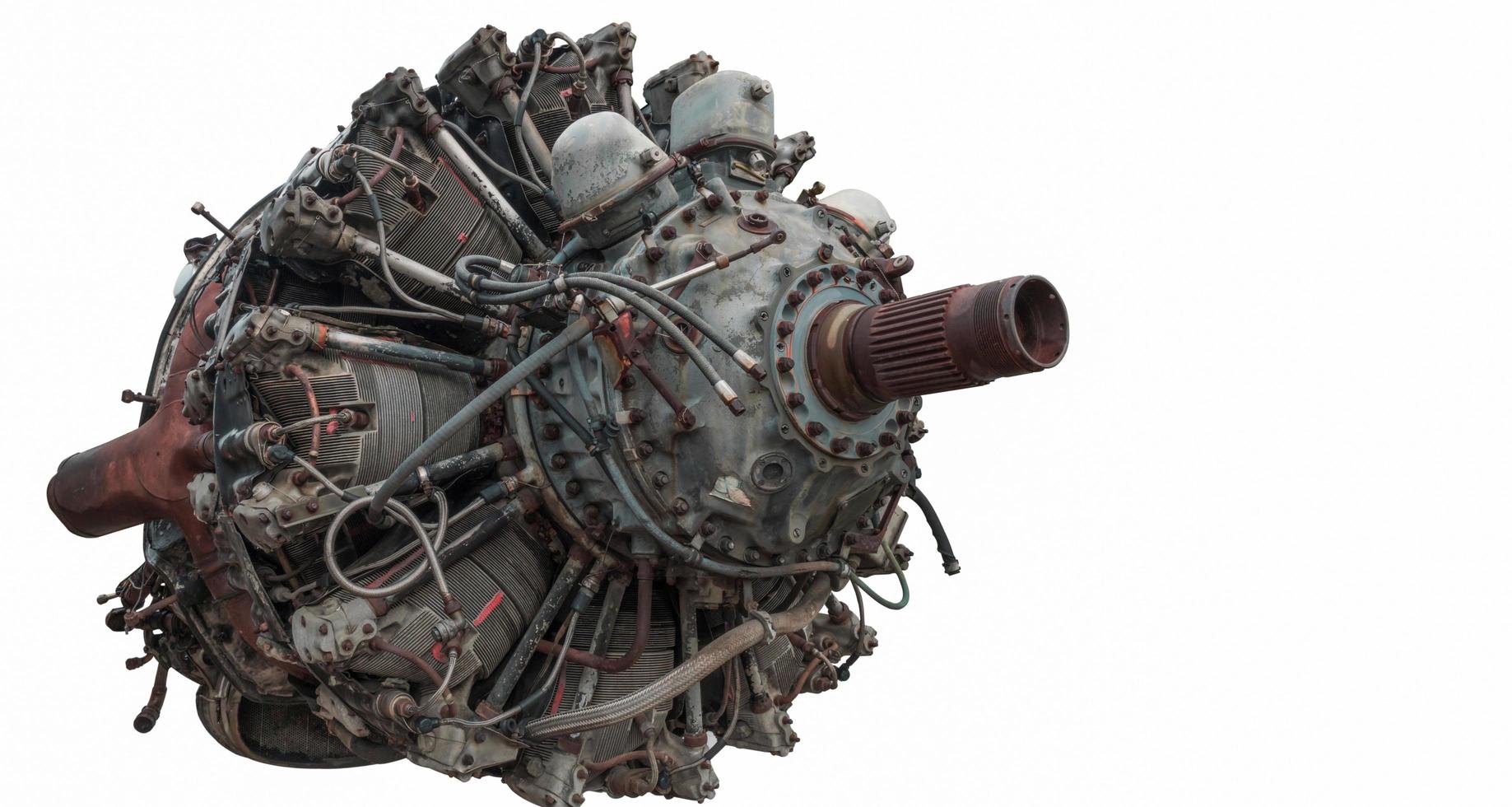 Motor radial de 9 cilindros de avião antigo, estilo vintage foto
