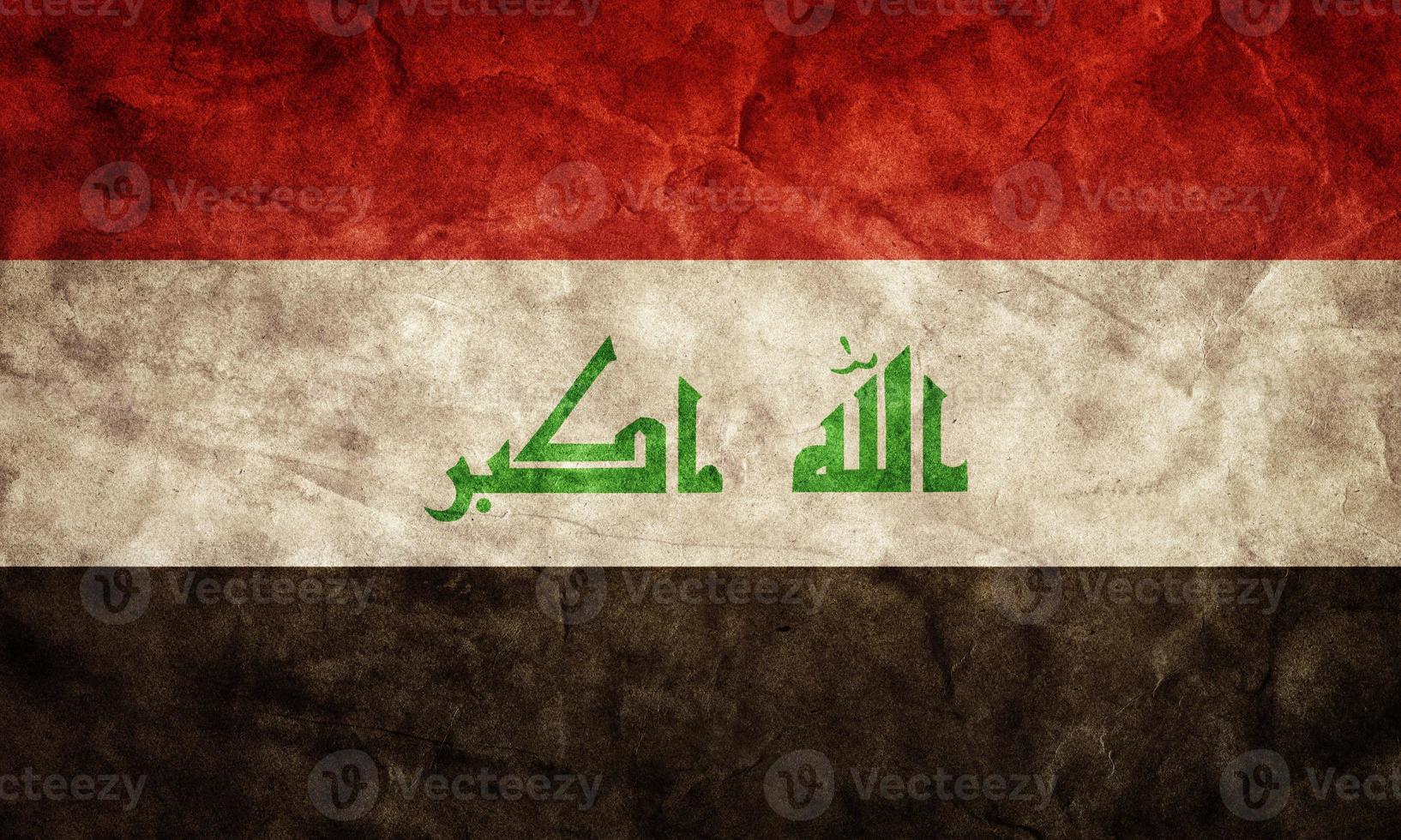 bandeira do iraque grunge. item da minha coleção de bandeiras vintage e retrô foto