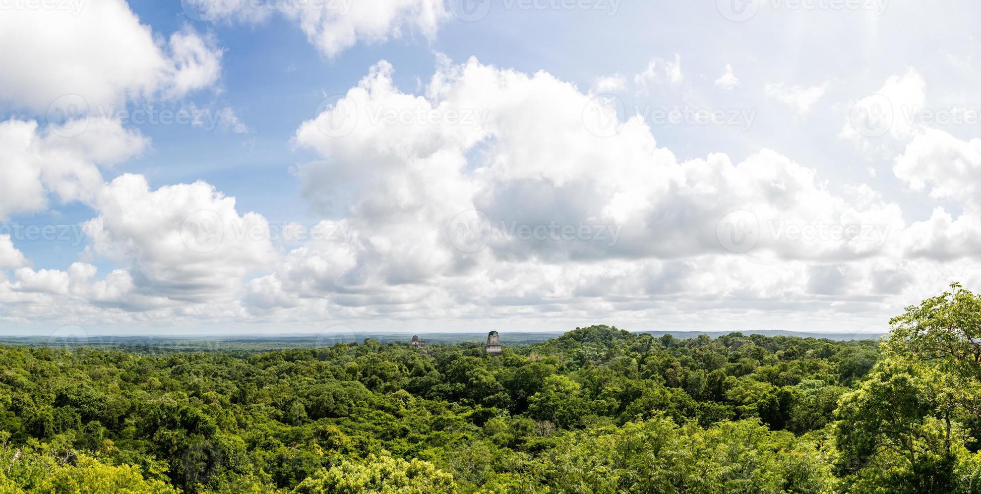 vista panorâmica da floresta tropical e ruínas maias. tikal guatemala. foto