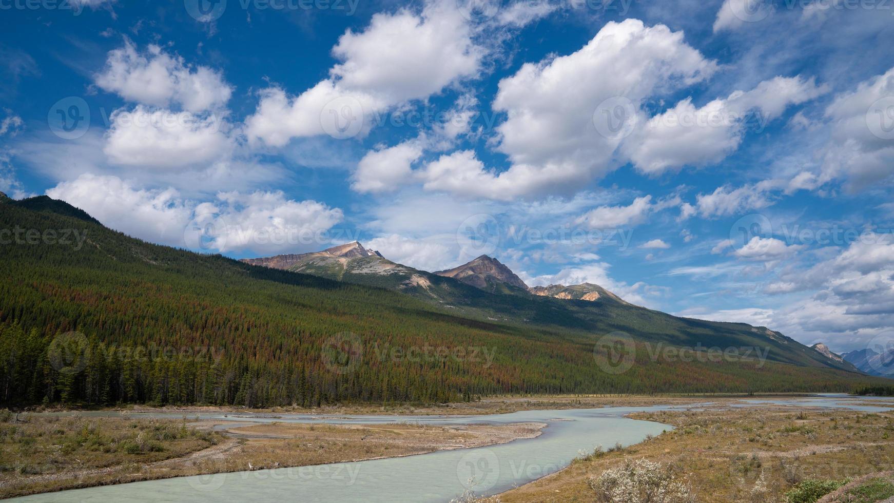 Rio Athabasca, Parque Nacional Jasper, Montanhas Rochosas, Alberta, Canadá foto