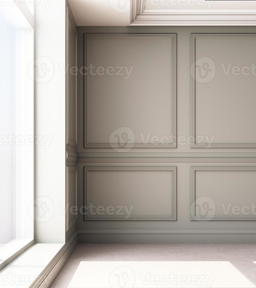 Ilustração de renderização 3D da sala de estar com painel de parede clássico de luxo. foto
