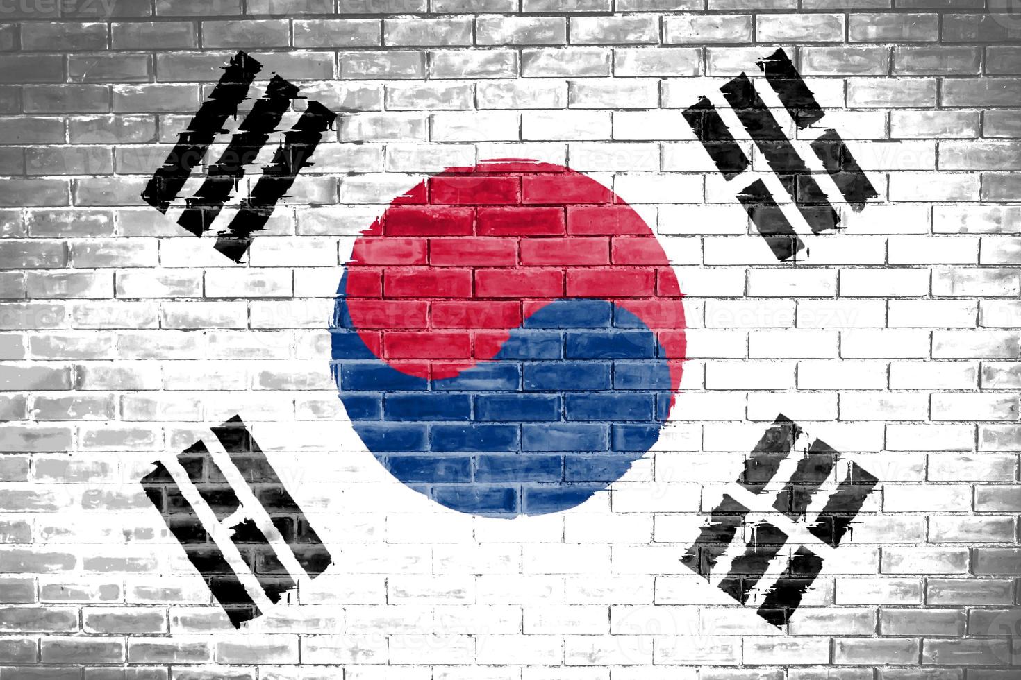 fundo de textura de parede de bandeira da coreia do sul foto