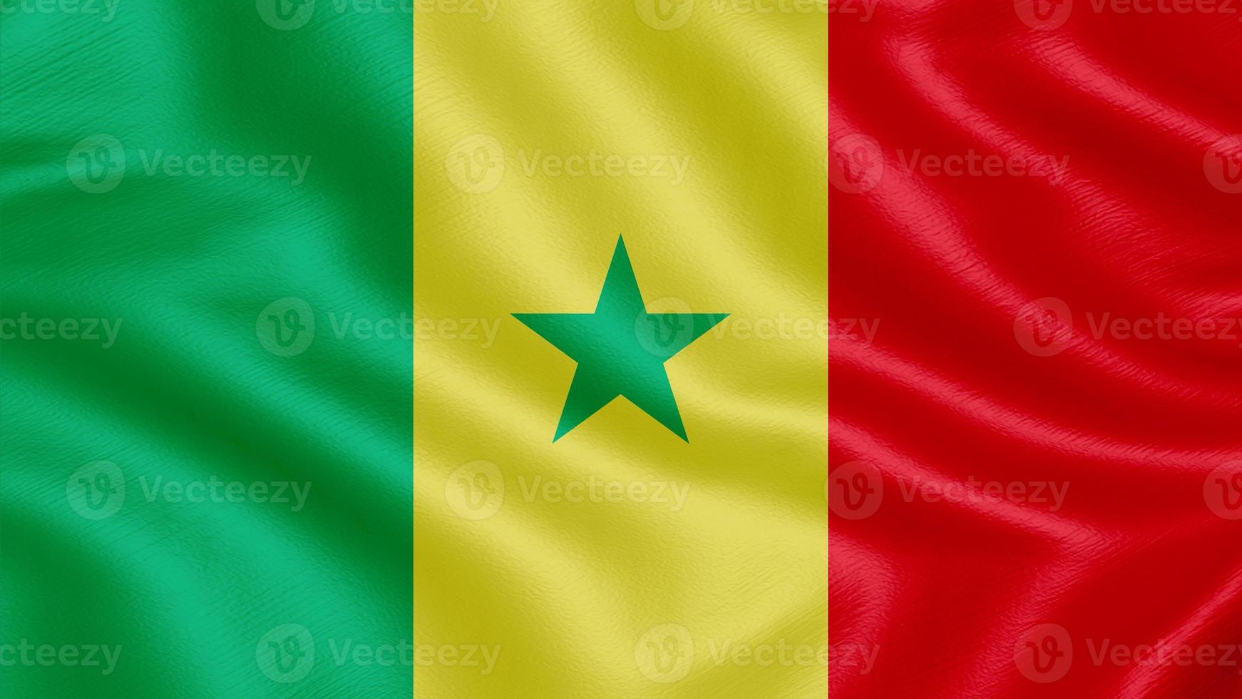 bandeira do senegal. bandeira de ondulação realista 3d render ilustração com textura de tecido altamente detalhada. foto