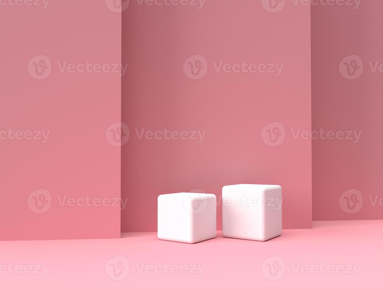 3D renderização abstrata. Produtos de beleza definidos para maquete de embalagens de cosméticos e cuidados com a pele design mínimo em fundo rosa pastel foto