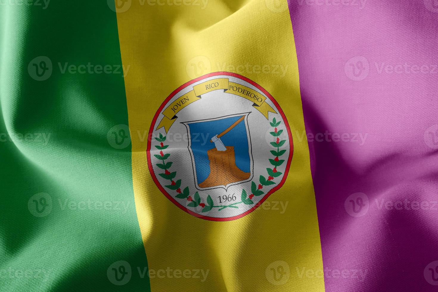 A bandeira de ilustração 3d de quindio é uma região da colômbia. acenando foto