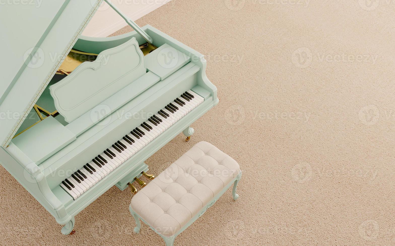 vista superior piano de cauda com renderização em 3d pastel foto