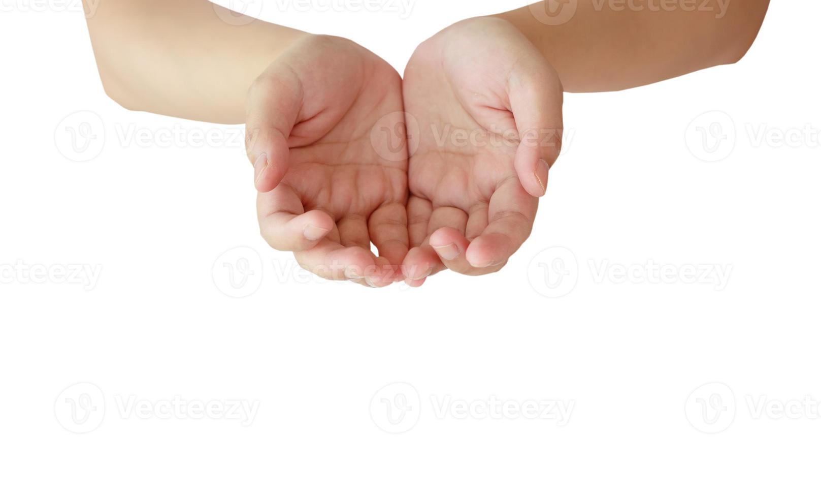 mãos em concha de jovem - isoladas no fundo branco foto