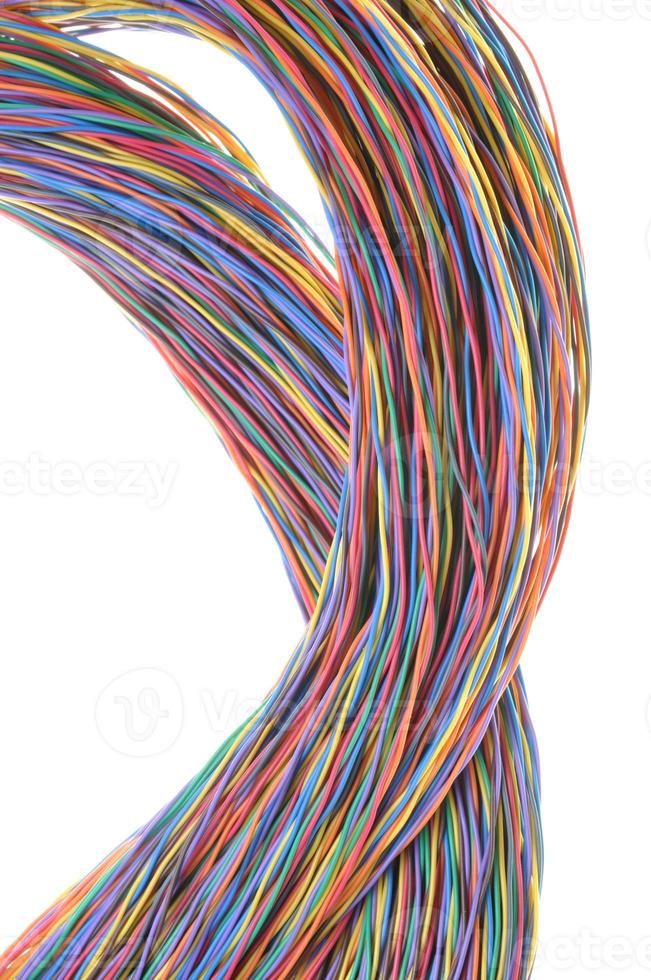 cabo colorido da rede de telecomunicações foto