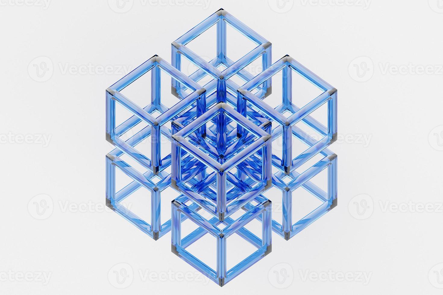 Ilustração 3D de cubes.set transparente de quadrados em fundo monocromático, padrão. fundo de geometria foto