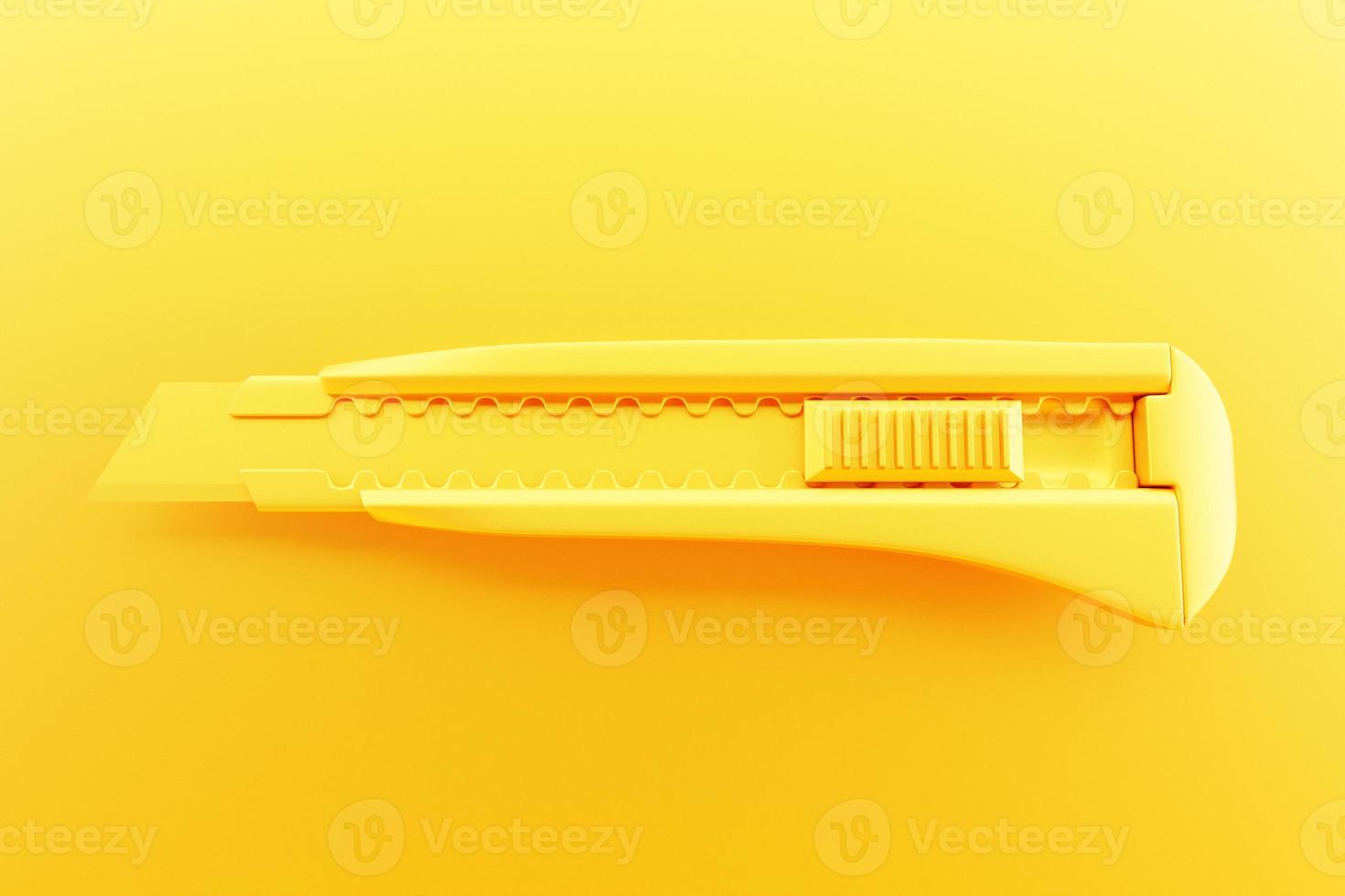 Ilustração 3D de uma ferramenta de mão cortadora amarela isolada em um fundo monocromático. renderização 3D e ilustração da ferramenta de reparo e instalação foto