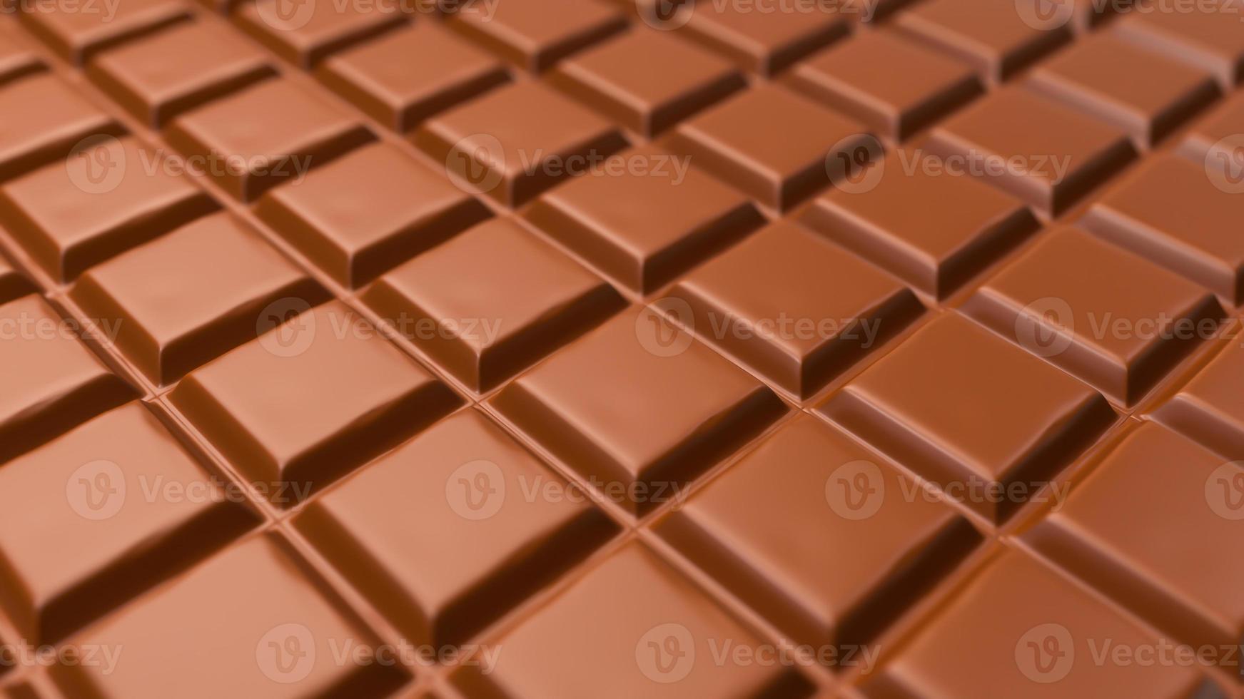 pedaços de chocolate barra de leite com chocolate ilustração 3d renderização em 3d foto