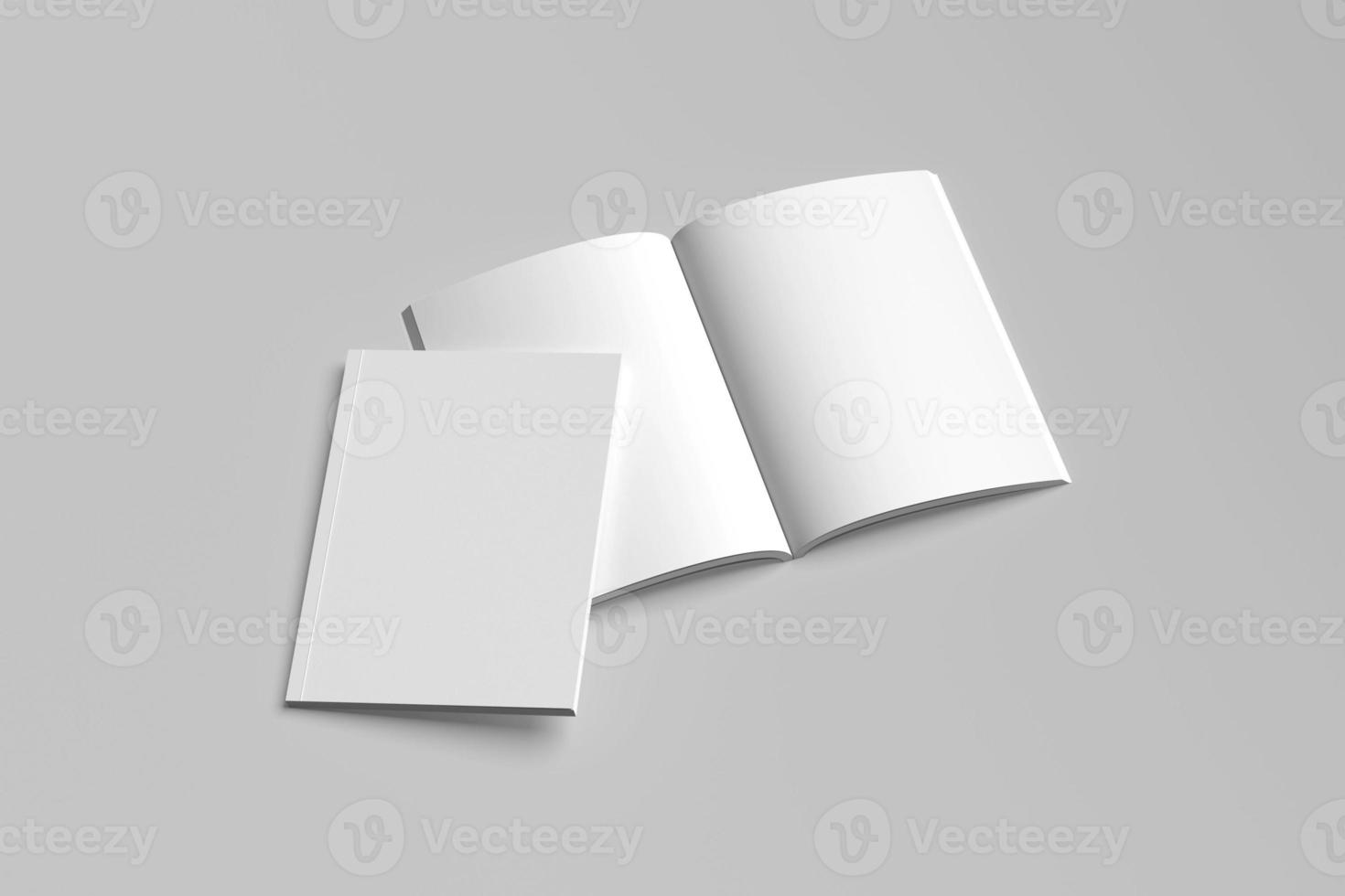 maquetes em branco do livro a4 foto