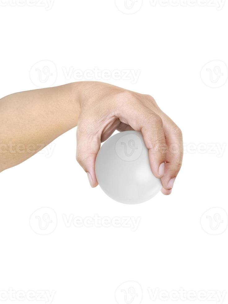 esfera na mão isolada no fundo branco foto