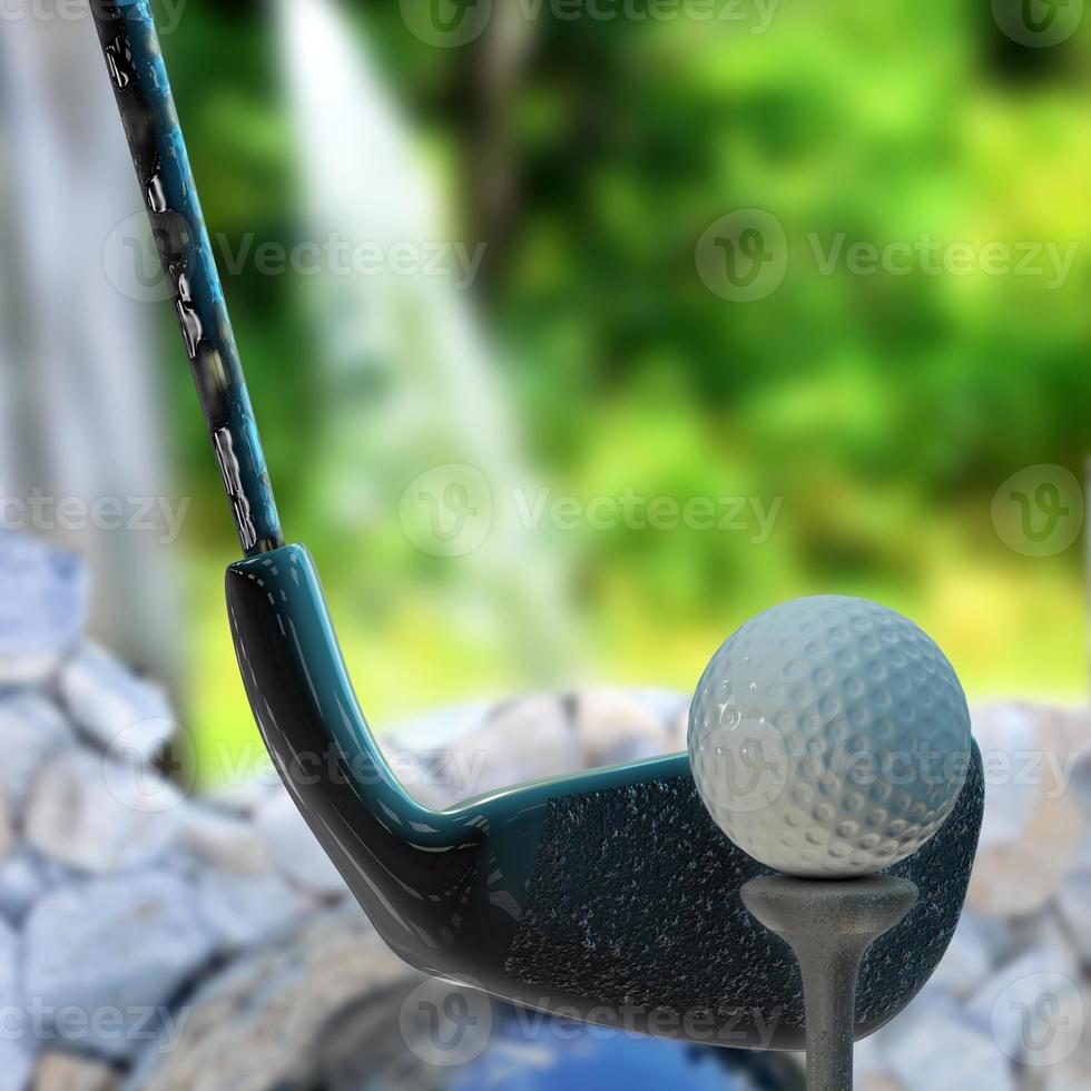 bola de golfe no tee - 3d rendeu a ilustração foto