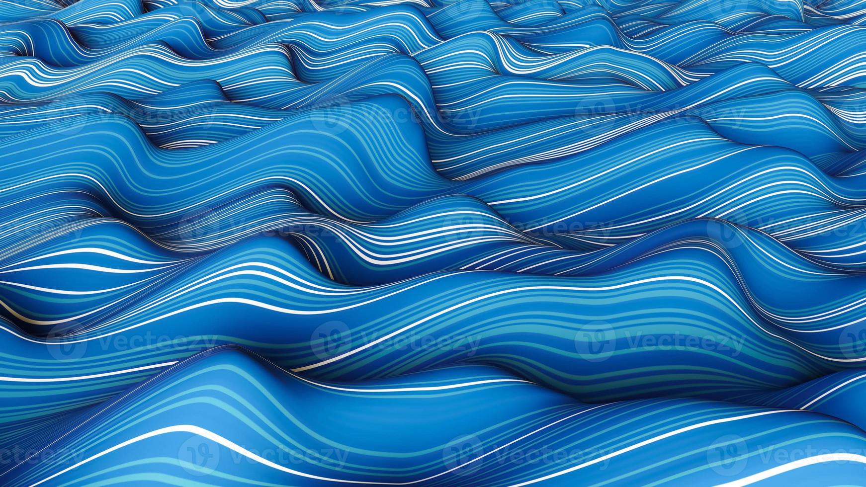 linhas de tecelagem oceânicas. fundo abstrato ondas dinâmicas de cor azul pano dobras onduladas ilustração 3d foto