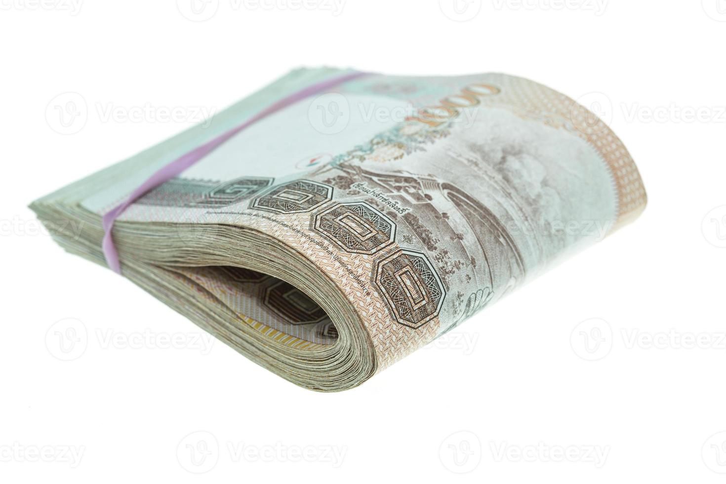 fechar dinheiro tailandês em notas de mil tipos foto