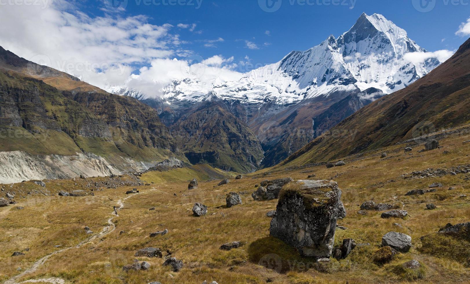 vista do acampamento base de annapurna foto