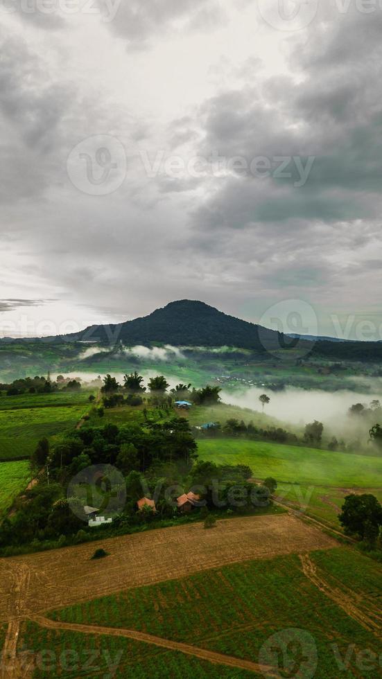 montanhas com árvores e nevoeiro na tailândia foto