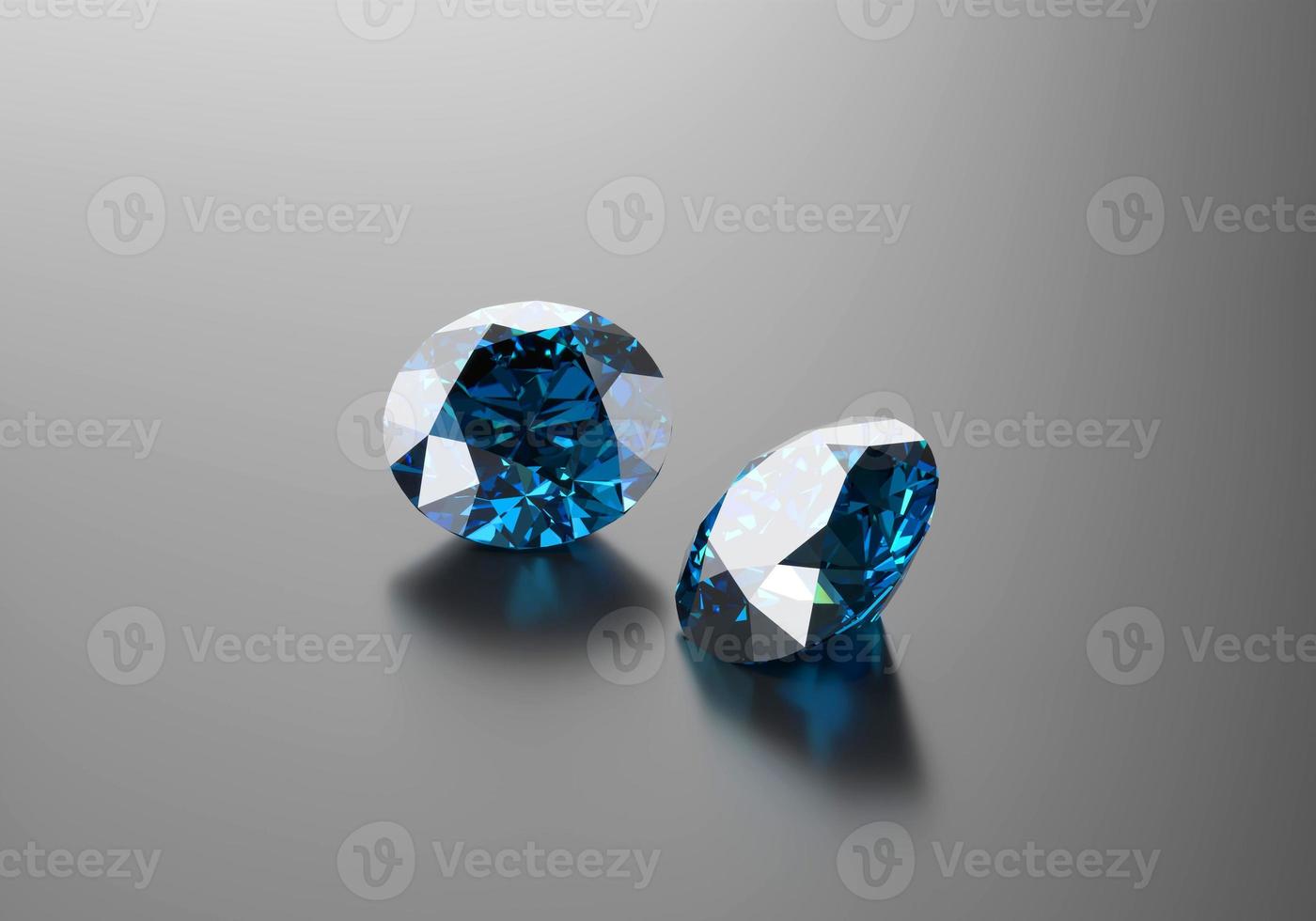gema de safira de diamantes azuis colocada na renderização 3d de fundo de reflexão. foto