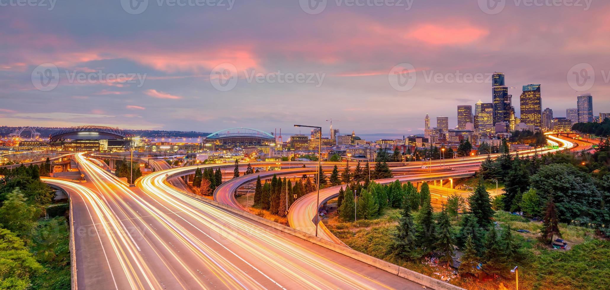 seattle city skyline do centro da cidade paisagem urbana do estado de washington foto