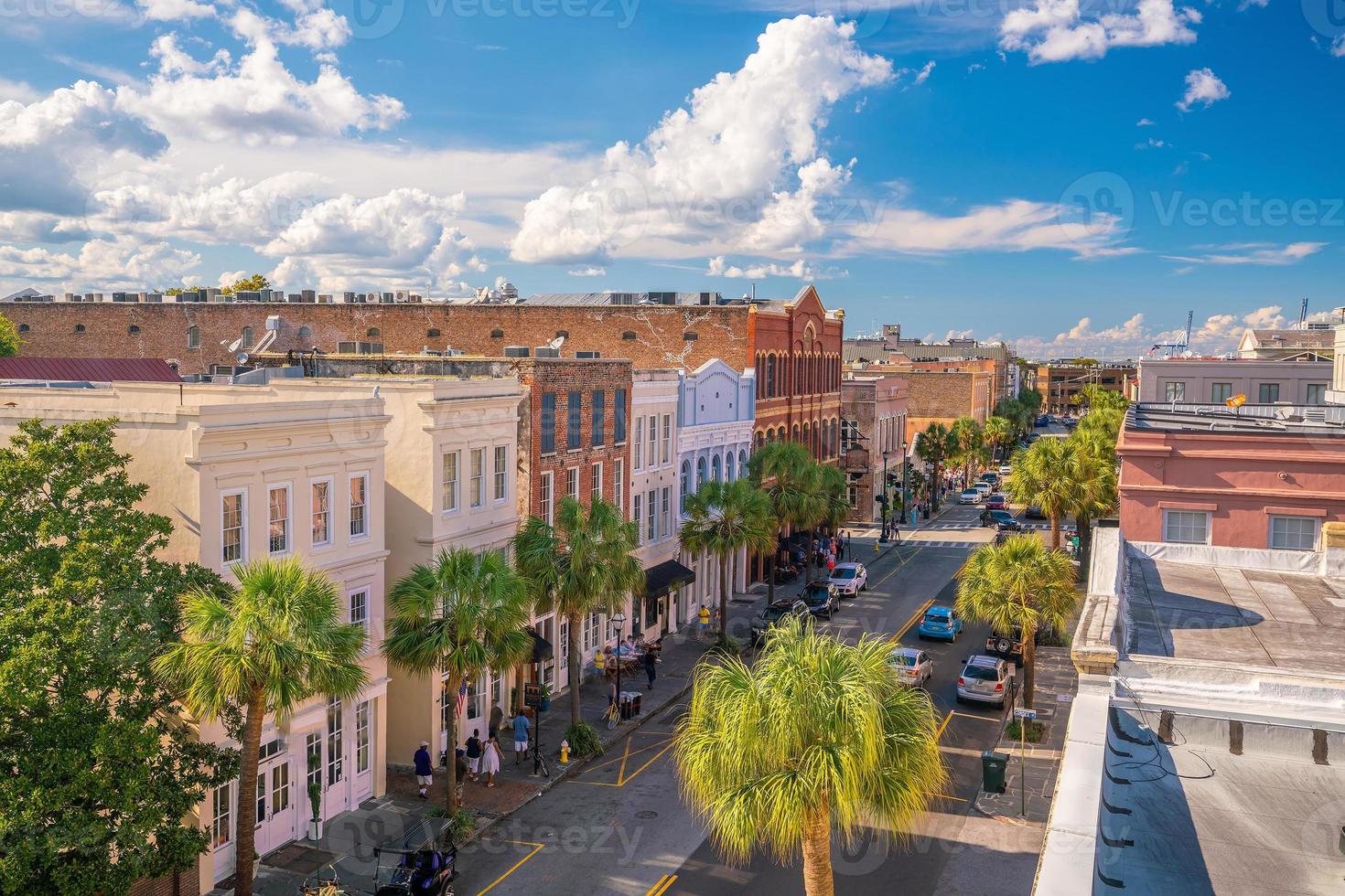 área do centro histórico de charleston, paisagem urbana nos eua foto