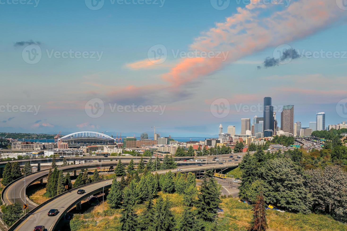 seattle city skyline do centro da cidade paisagem urbana do estado de washington nos eua foto