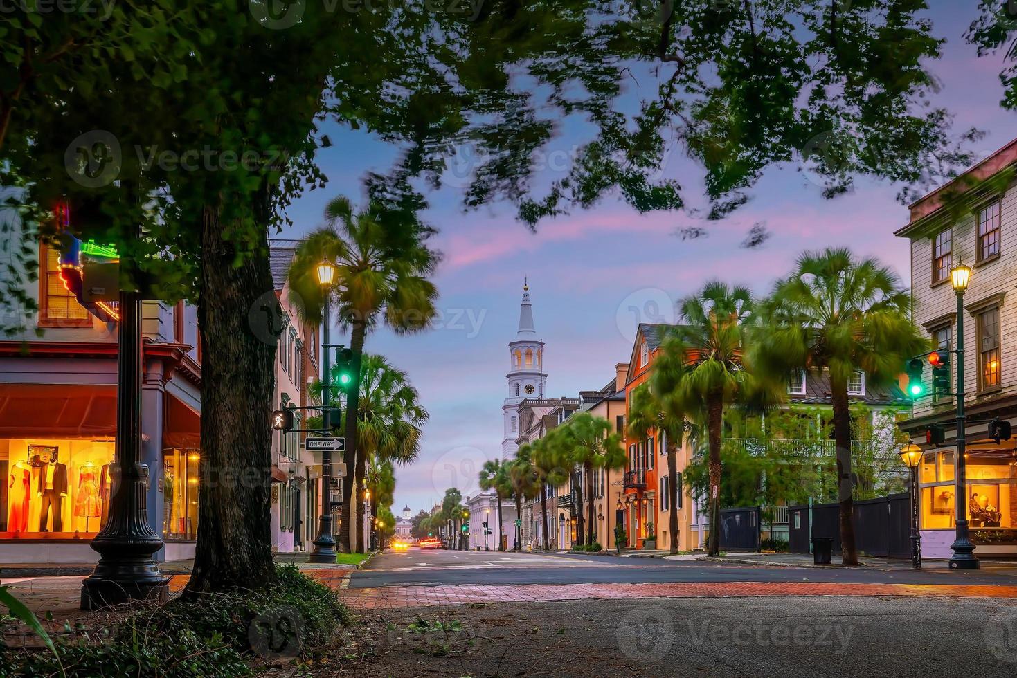 área do centro histórico de charleston, paisagem urbana de carolina do sul nos eua foto