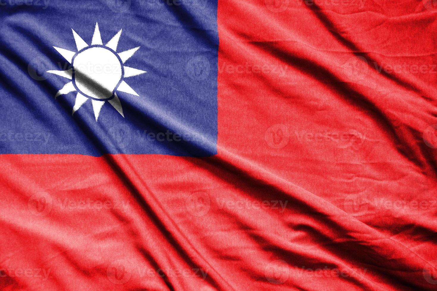 bandeira realista de taiwan na superfície ondulada do tecido foto