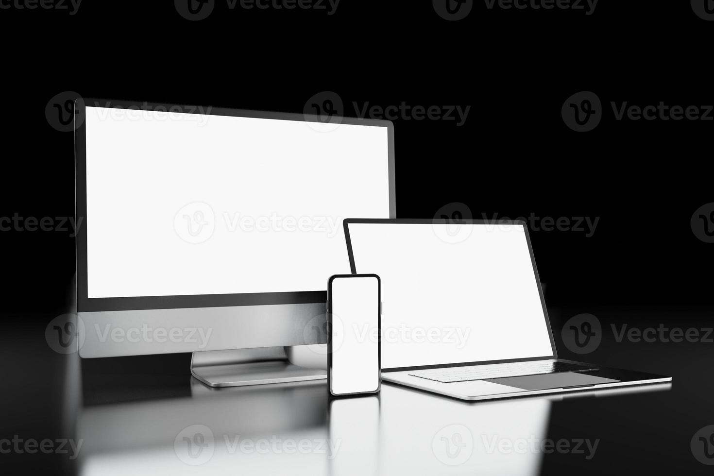 ilustração de renderização 3D do computador portátil em design minimalista foto