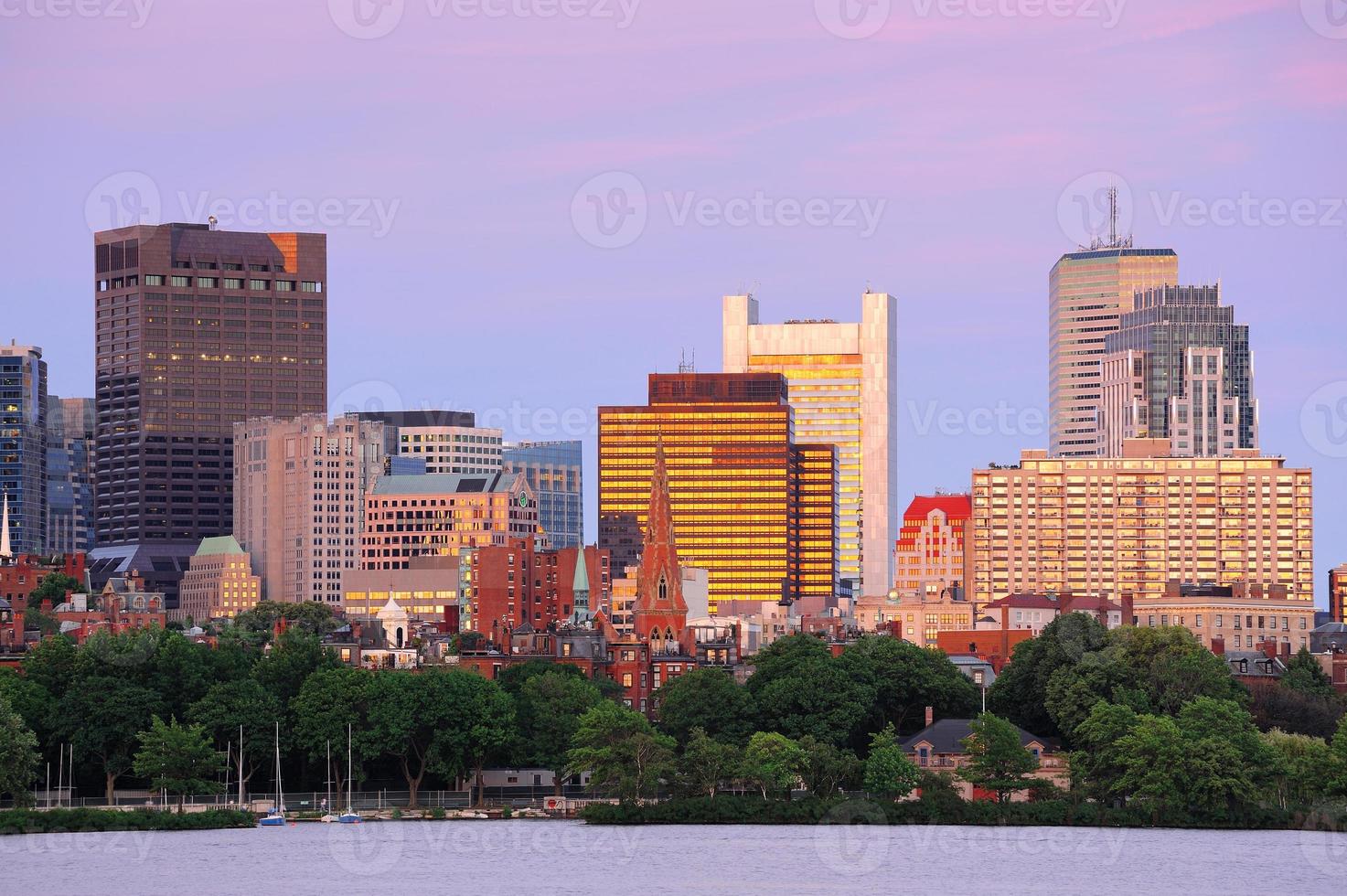 vista do pôr do sol de boston foto