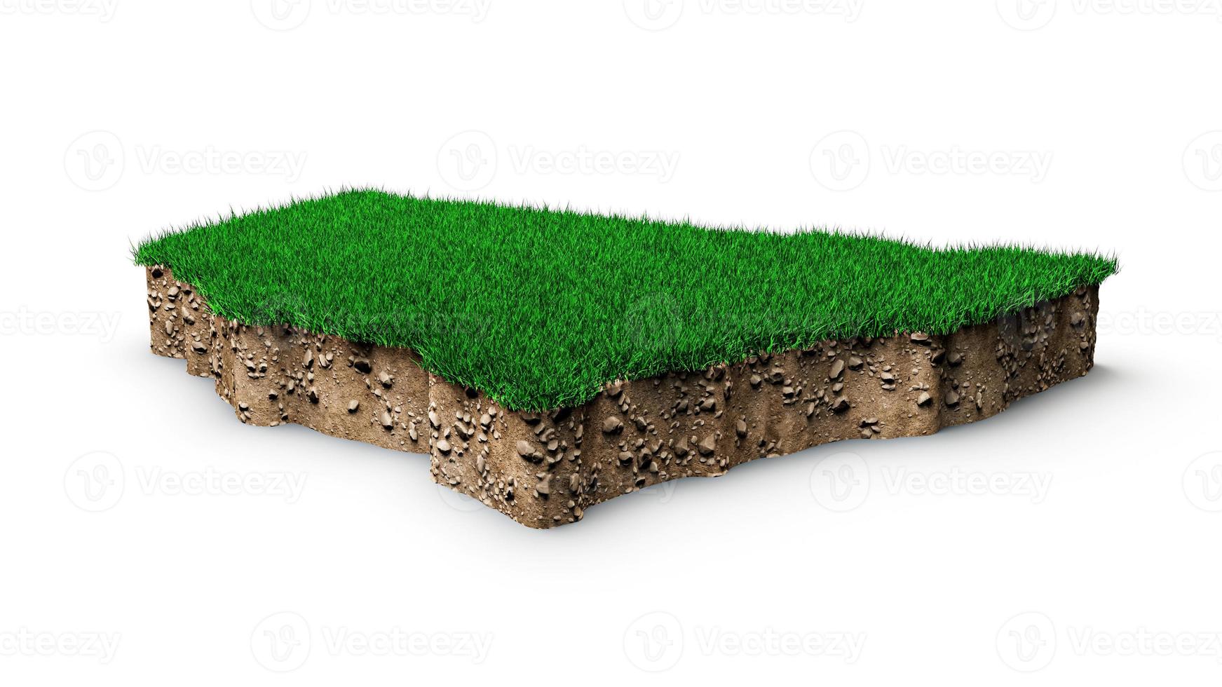 nova gales do sul mapa terra geologia do solo seção transversal com grama verde e textura do solo de rocha ilustração 3d foto