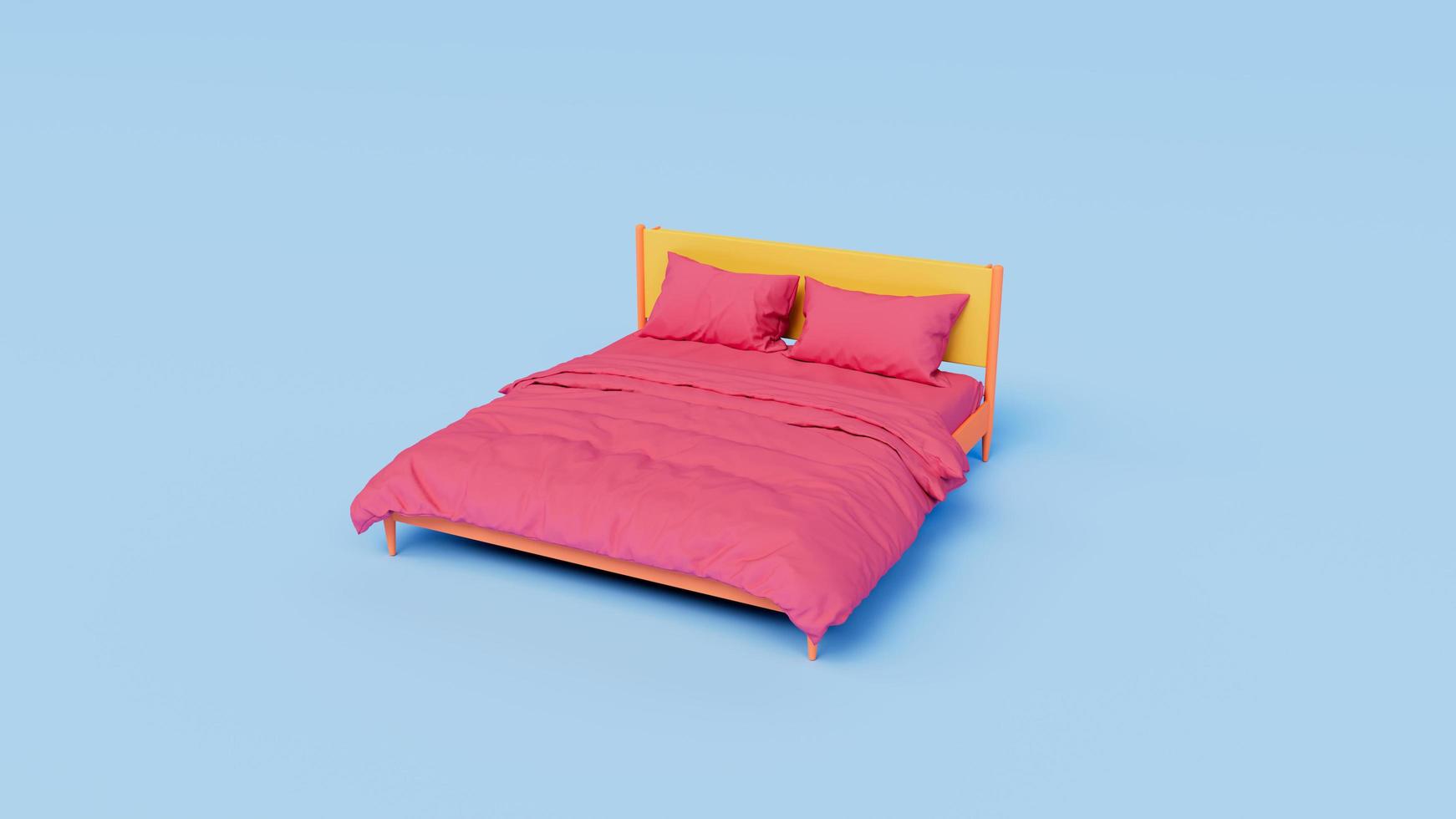 ilustração de renderização 3d de cama de cor rosa foto