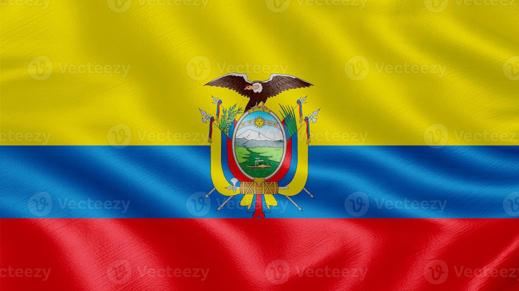 bandeira do Equador. bandeira de ondulação realista 3d render ilustração com textura de tecido altamente detalhada. foto