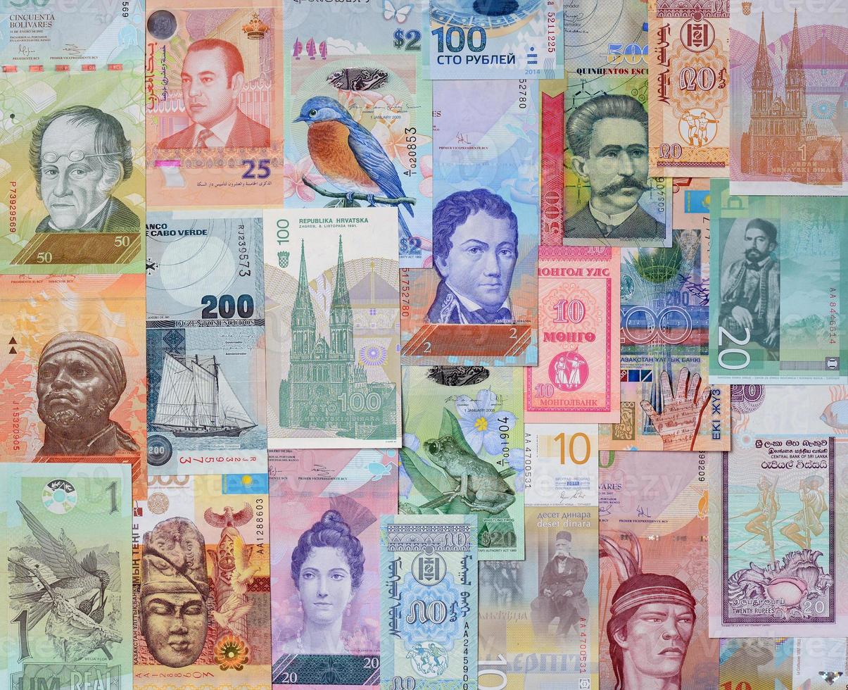 dinheiro dos diferentes países. foto