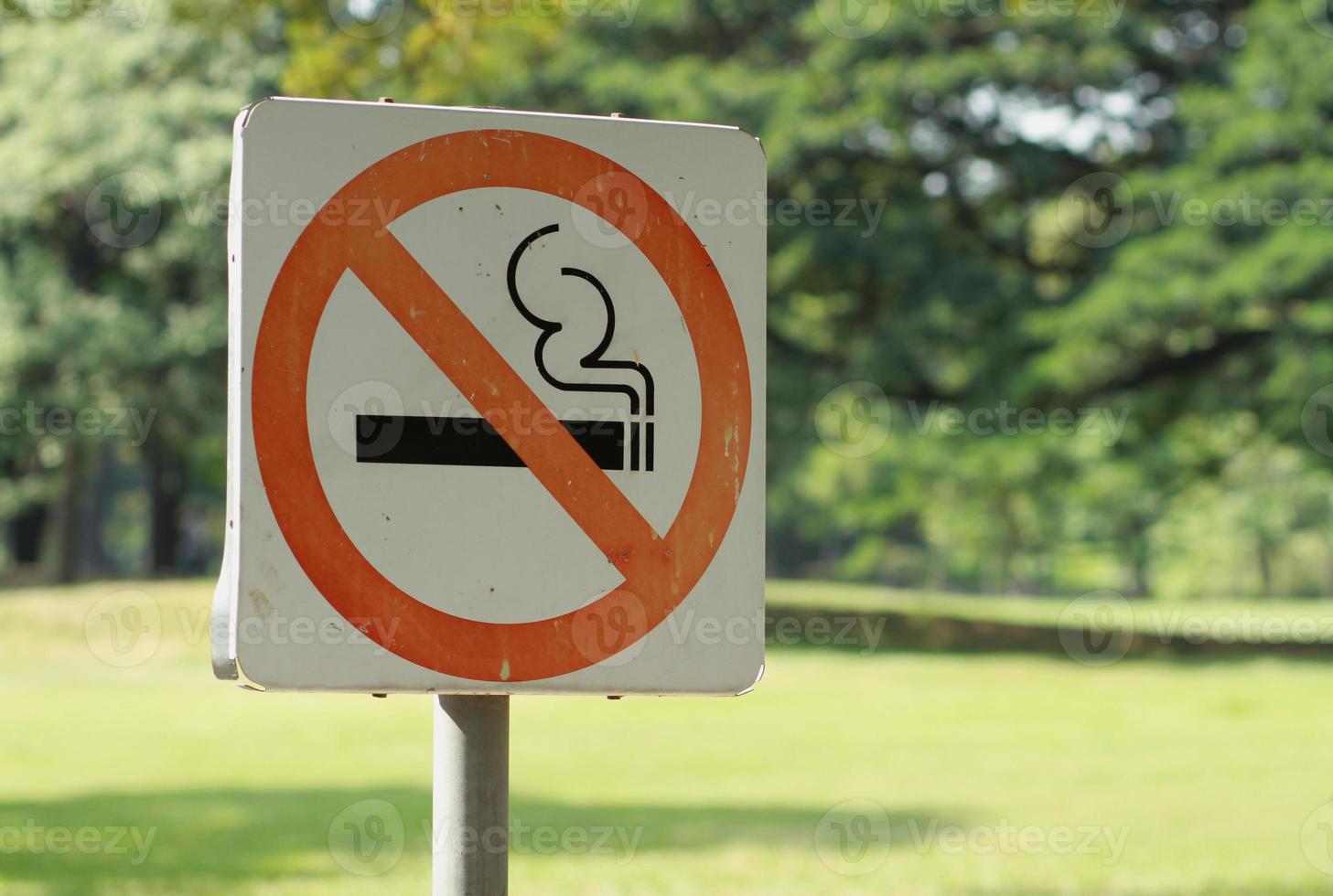 sinal de não fumar no jardim público. foto