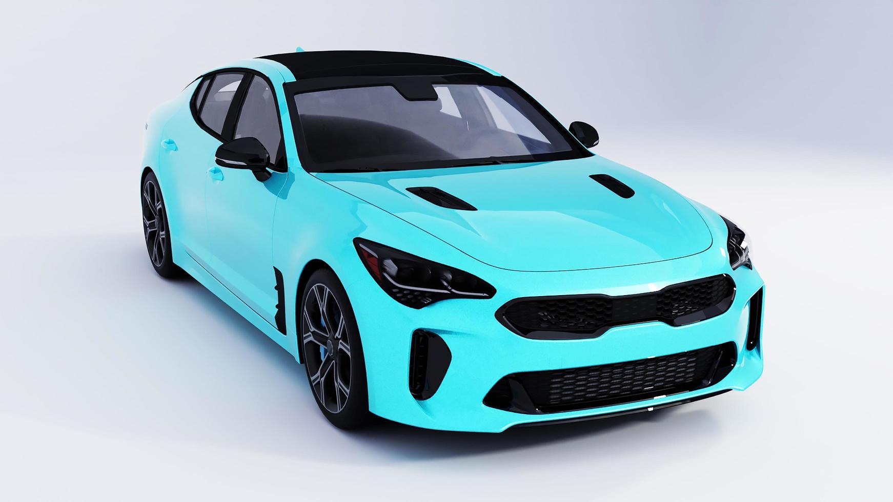 carro esportivo azul de renderização 3D no fundo branco foto