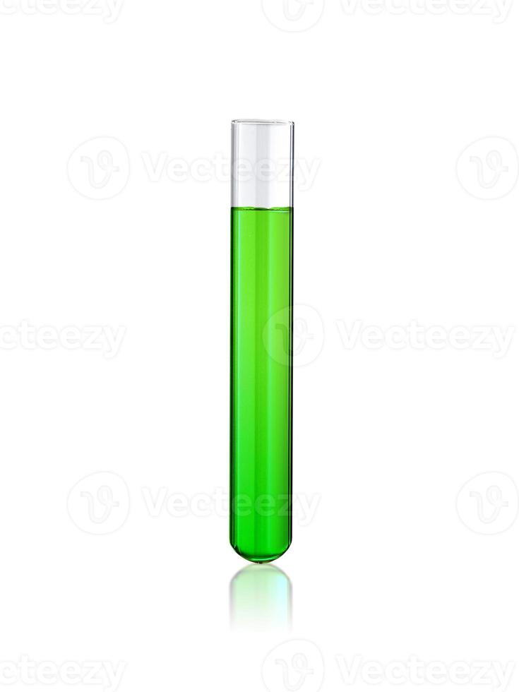tubo de ensaio de laboratório isolado em branco foto