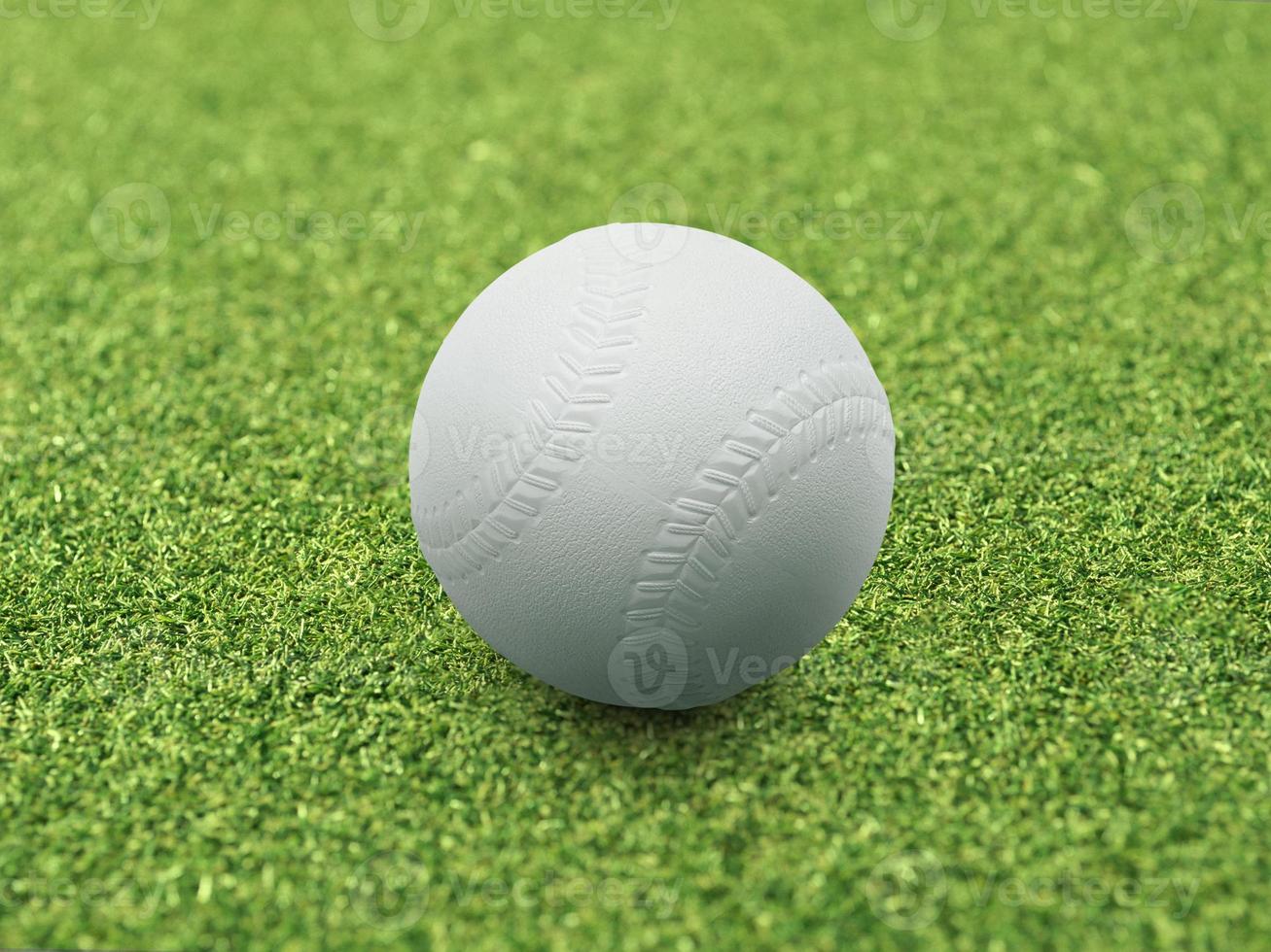 beisebol no close-up de grama verde claro. vista do topo foto