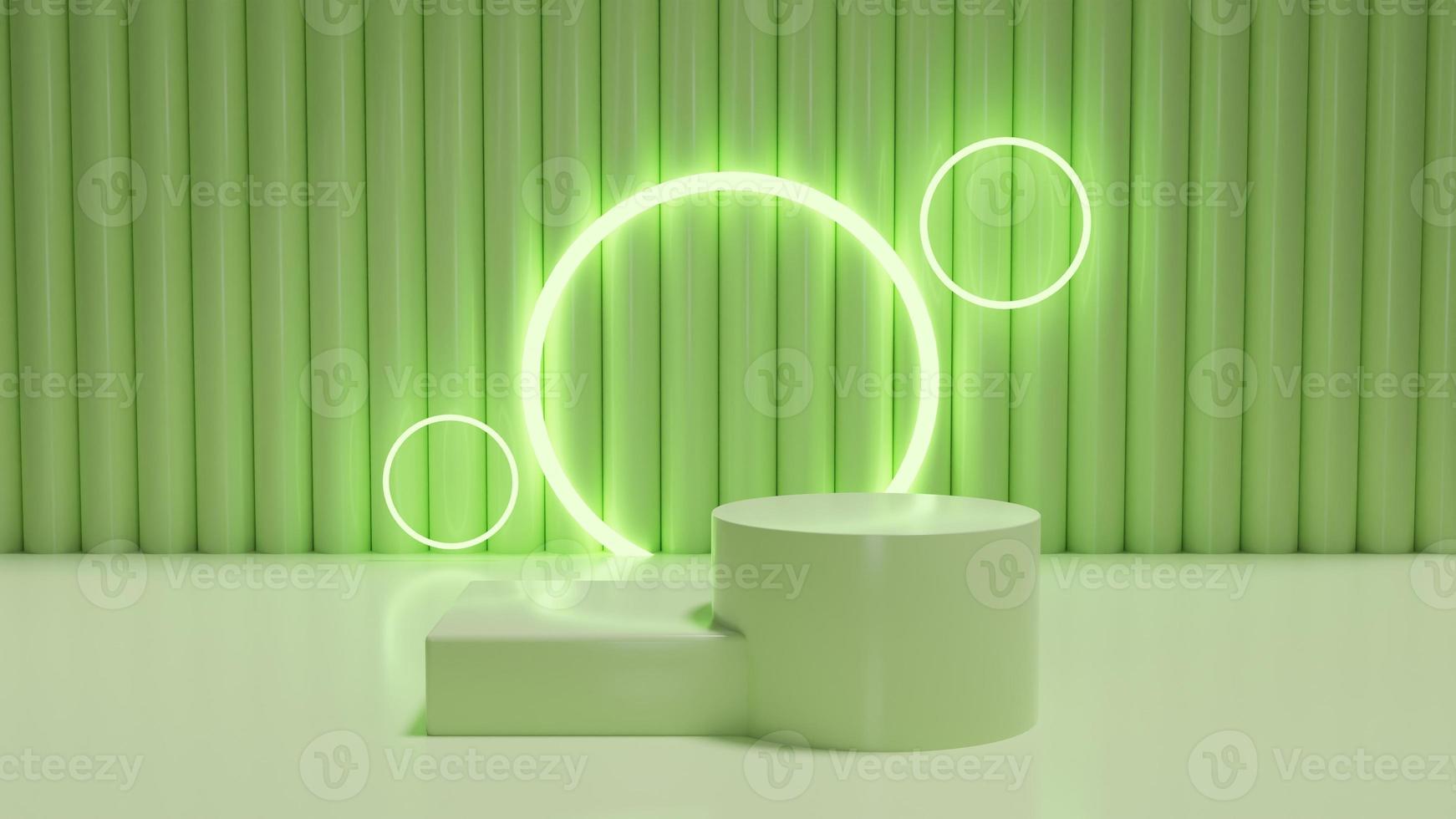 pódio de produto 3d com luzes de neon. para apresentação de promoção do produto foto