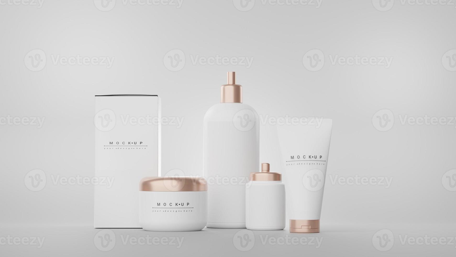 3d renderização de produtos cosméticos em branco para a pele ou embalagens para maquete. sabonete de beleza e conceito de spa. umidade do óleo de loção para a saúde da pele. design premium e de luxo para branding. foto