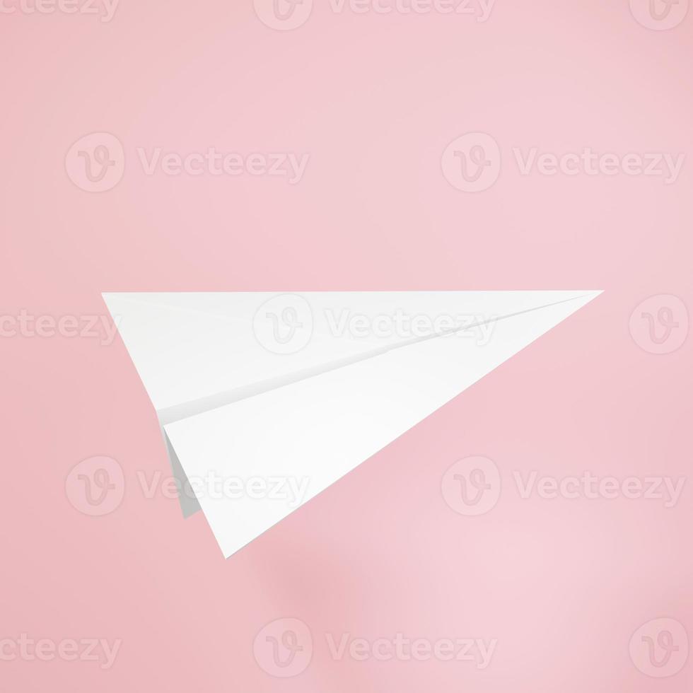 renderização 3D do ícone do avião de papel em fundo limpo para mock up e banner web. design de interface de desenho animado. conceito de metaverso mínimo. foto