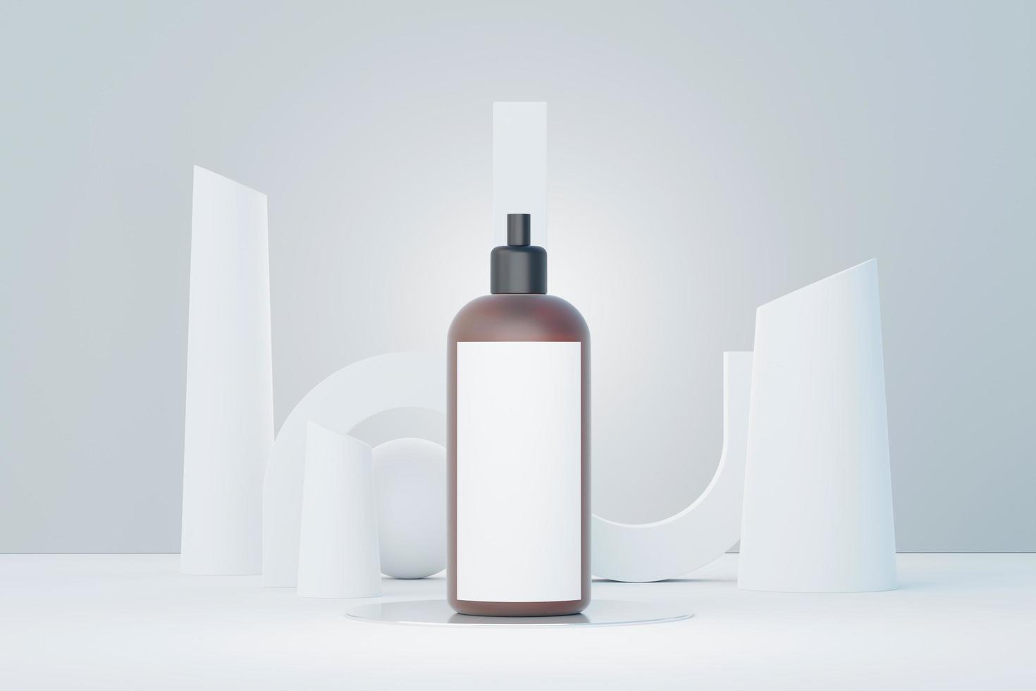 3d renderização de produtos cosméticos em branco para a pele ou embalagens para maquete. sabonete de beleza e conceito de spa. umidade do óleo de loção para a saúde da pele. design premium e de luxo para branding. foto