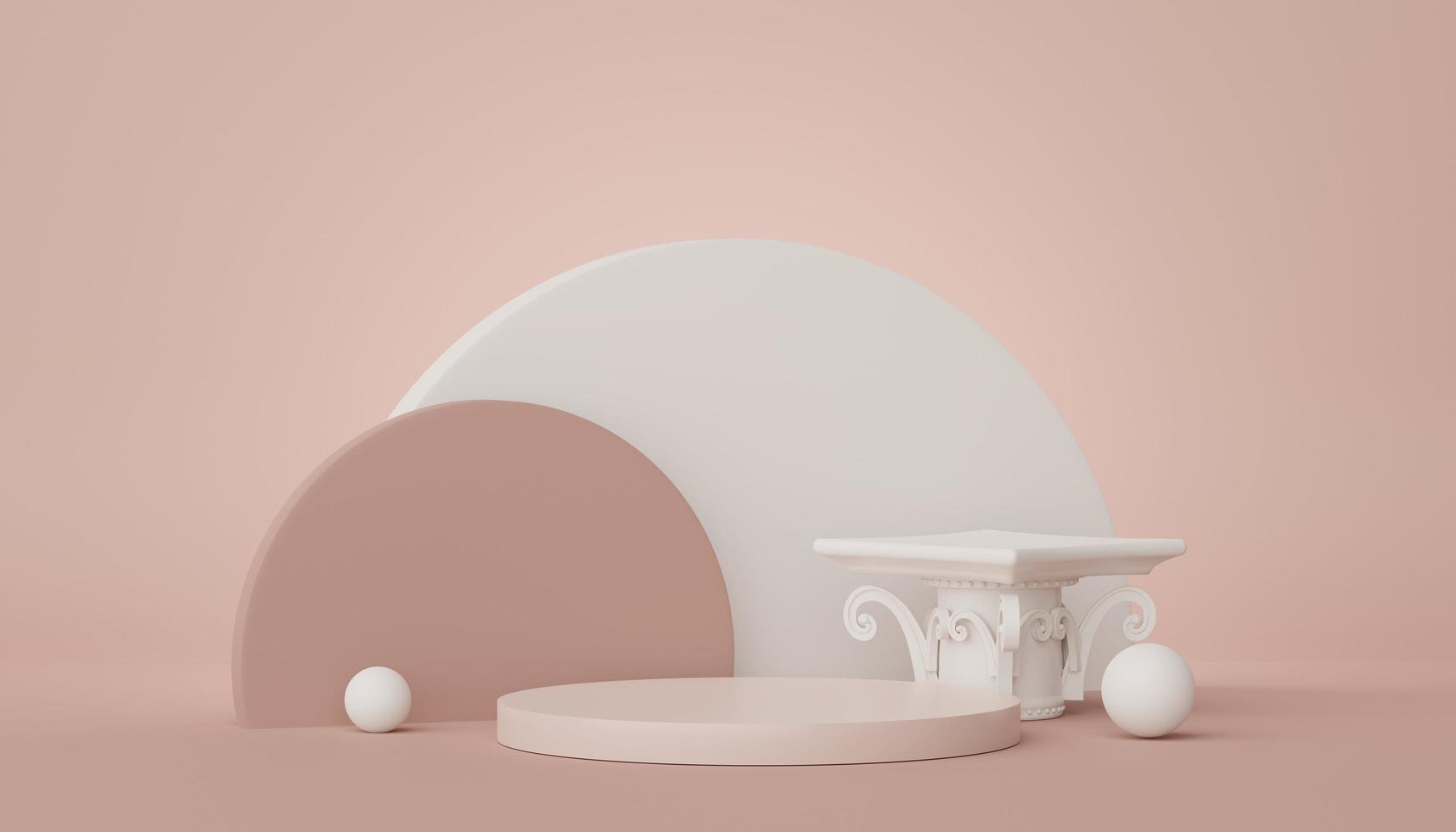 Renderização 3D de design de pódio de exibição mínimo para maquete e apresentação do produto. palco pedestal com cena de cor pastel. design moderno para mock up e banner web. foto