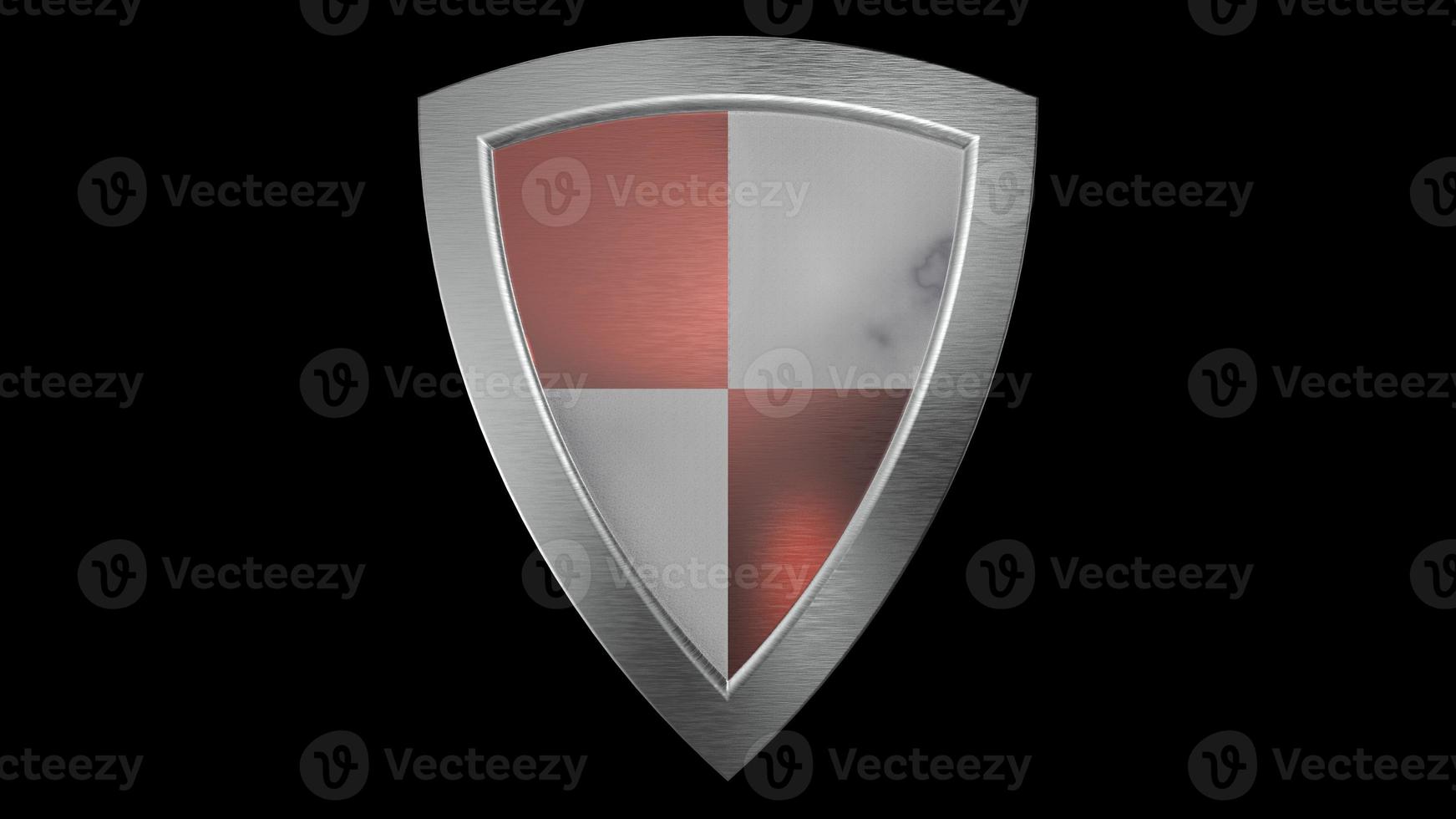 escudo vermelho prata medieval 3d ilustração azul render foto