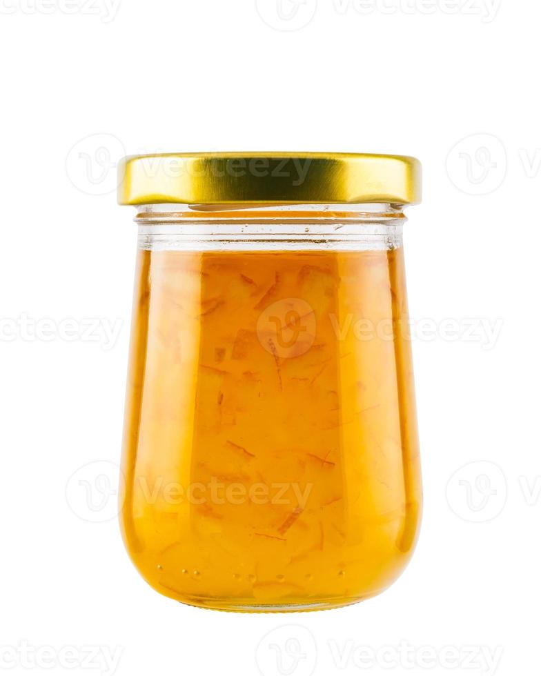 geléia de geléia de laranja em frasco de vidro foto