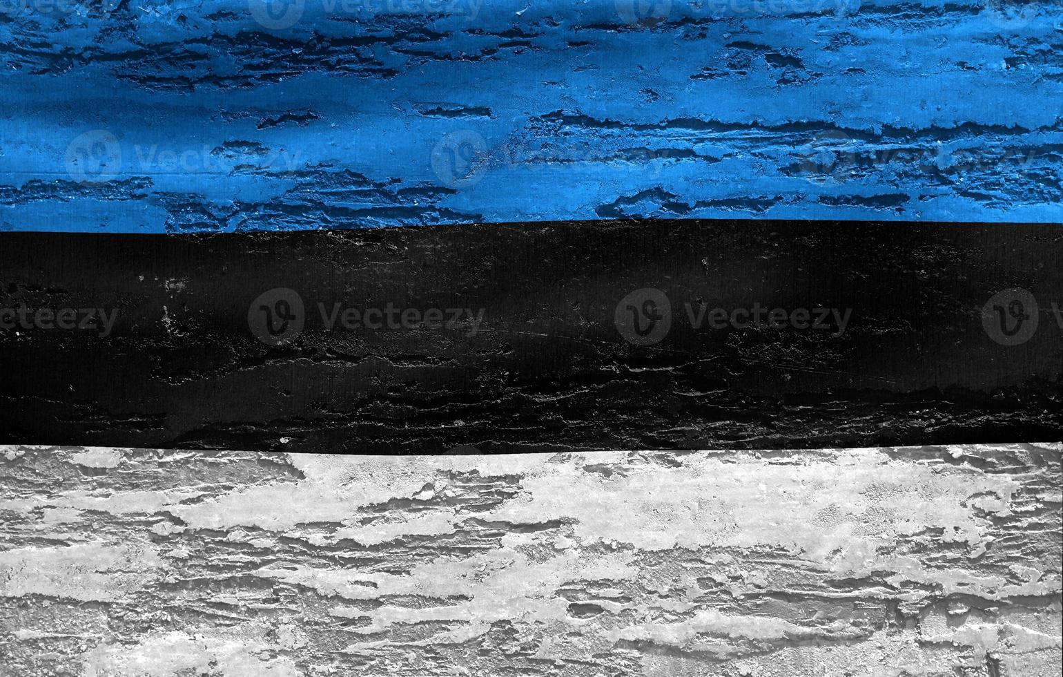 bandeira da estônia - bandeira de tecido acenando realista foto