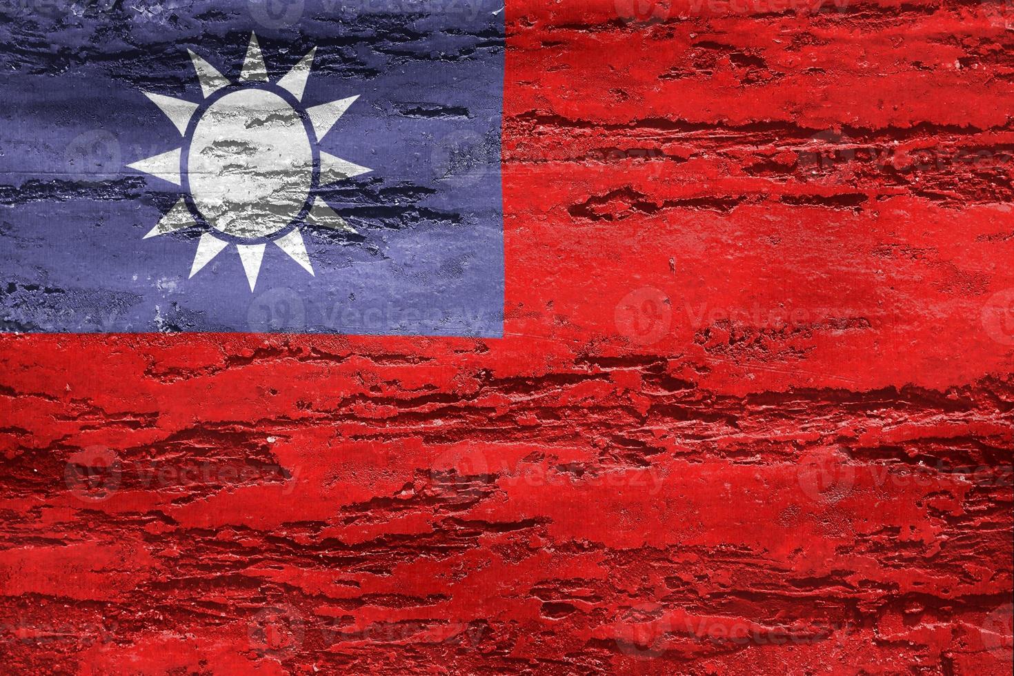 ilustração 3D de uma bandeira de taiwan - bandeira de tecido acenando realista foto