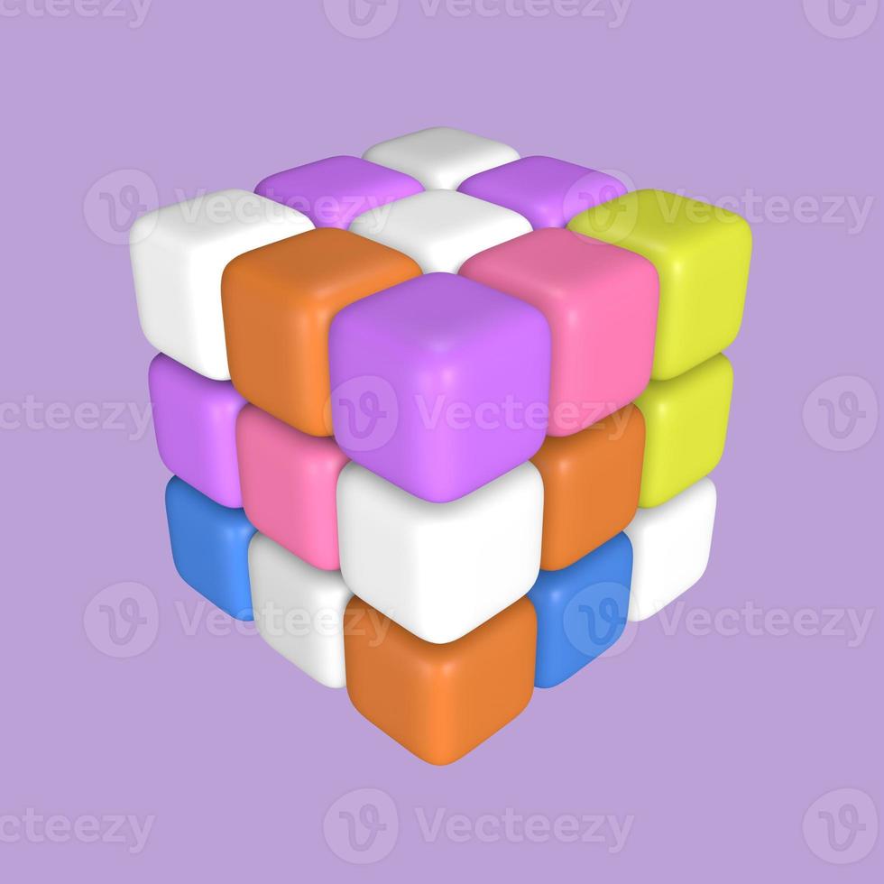 ilustração de cubo de rubics 3d bonito foto