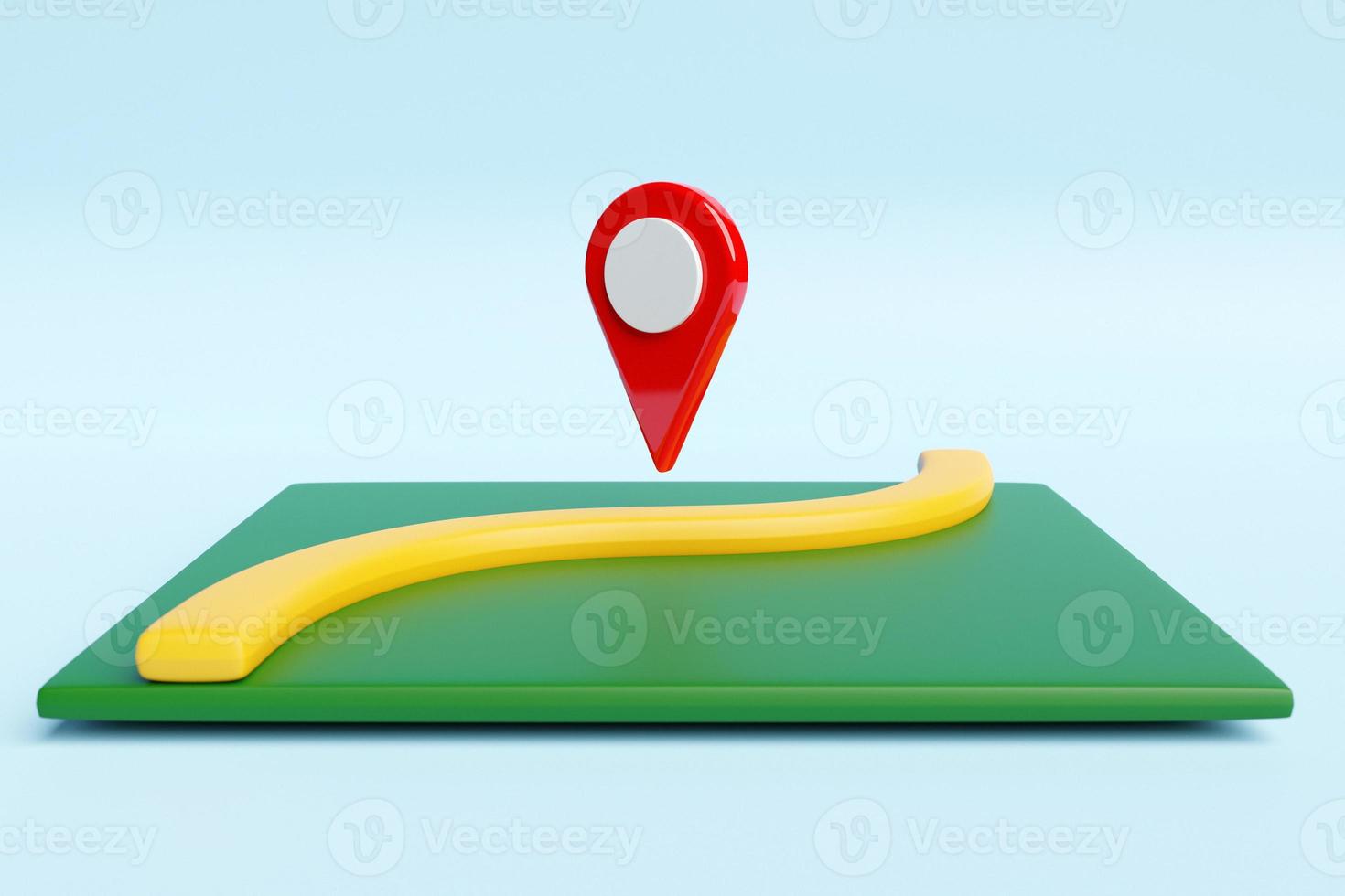 Ilustração 3D de um ícone com um ponto de destino vermelho no mapa. marcador de navegação foto
