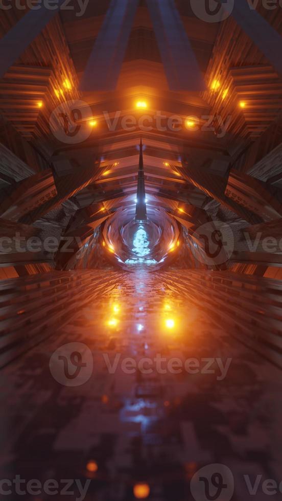 sci fi fantasia futura planeta alienígena grande salão construindo fundo vertical renderização em 3d foto